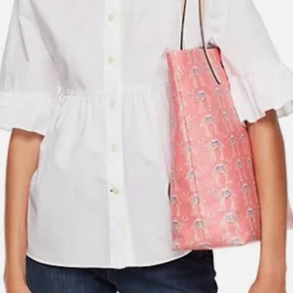 Kate Spade Spice Things Up Pink Camel Tote Bon Shopper Bag Purse Coated Canvas